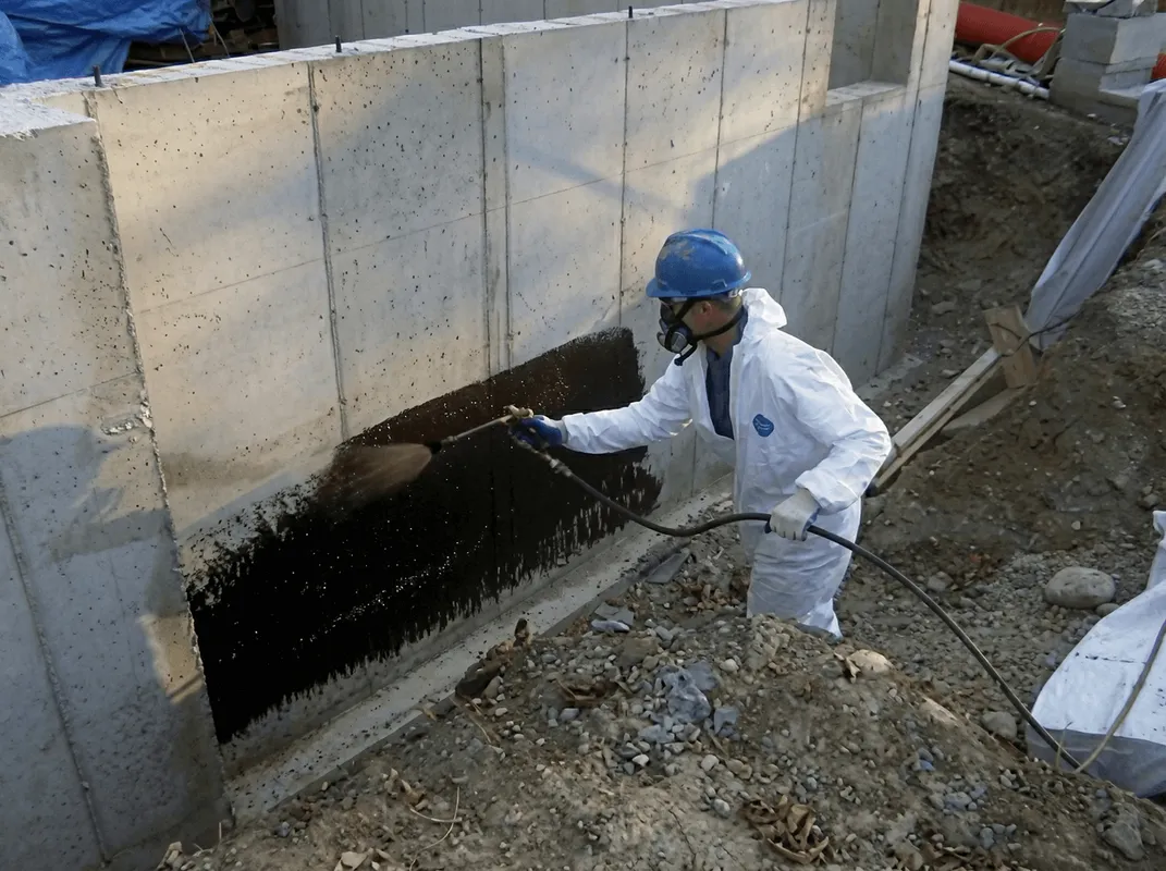 Professional waterproofing the exterior walls of the basement in Honolulu, HI